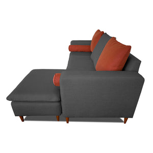 Sofá British - Gris Oscuro/Naranja